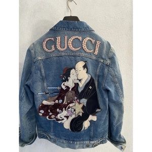Gucci Shunga Pearl Embroidered Denim Jacket IT 40